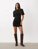 Drape Waist Mini Dress In Black