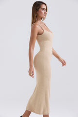 beige soft fluffy knit maxi dress - sale