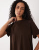 Modal Short Sleeve With Cape Layer Maxi Dress In Brown