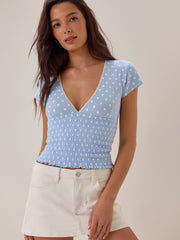 Jolie Smocked Cap Sleeve Tee