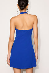 Brinley Cobalt Blue Halter Mini Dress