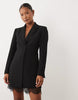 Forever New Petite V Neck Tailored Blazer Lace Detail Mini Dress In Black