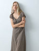 Gap Short Sleeve V-Neck Maxi Dress In Plaid