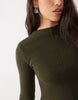 Supersoft Grown On Neck Long Sleeve Mini Dress In Olive