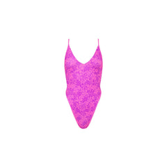 Plunge Cross Back One Piece - Bubble Berry