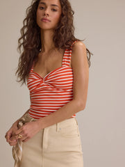 Everlee Stripe Twist Knot Tank