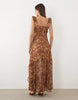 Miss Selfridge Chiffon Ruffle Cami Maxi Dress In Animal Print