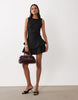 New Look Pinstripe Ruched Side Mini Dress In Black