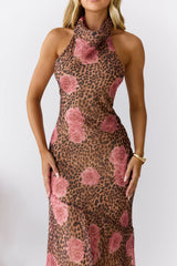 Savanna Rose Halter Maxi Dress Leopard