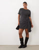 Curve Supersoft Tie Side Mini Dress In Charcoal