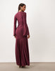 Slinky Square Neck Maxi Dress With Ruched Bodice In Berry