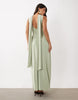 Slinky Maxi Dress With Scarf Detail In Sage