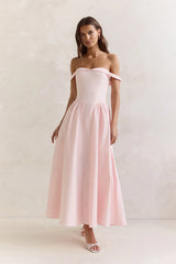 Memory Of Fate Off Shoulder Maxi Dress Pink