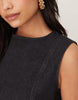 Denim Seamed Shift Dress In Washed Black
