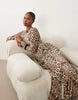 Bardot Mesh Mock Neck High Split Maxi Dress In Leopard Print