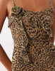 Gina Tricot Chiffon Frill Flower Motif Maxi Dress In Brown Leopard Print