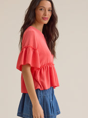 Jackie Ruffle Sleeve Top
