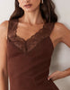 Miss Selfridge V-Neck Cami Maxi Dress With Picot Trim In Chocolate Brown