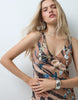 Satin Maxi Dress With Fluted Hem In Tiger Print