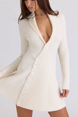 cream asymmetric skater mini dress