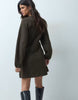 Nipped Waist Mini Dress In Chocolate