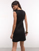 Monki Cinched Waist Sleeveless Mini Dress In Black