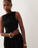 Ruched Bodice Midi Dress In Black