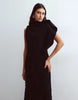 Arrange Asymmetric Neckline Hybrid Fringe Skirt Maxi Dress In Black