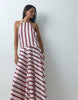 Halter Neck Dress With Asym Hem In Multi Stripe