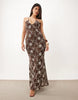 Embroidered Crochet Maxi Dress With U Scoop In Brown