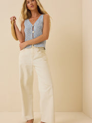 Dalia Marled Button Top