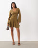 Soft Cord Hankey Hem Mini Dress In Mustard