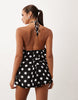 Lioness When In Rome High Neck Tie Waist Mini Dress In Mono Polka Dot