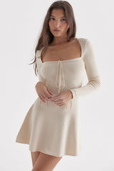 cream dainty knit mini dress