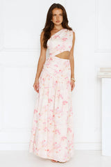 Summer Petals One Shoulder Maxi Dress Print