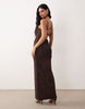 Printed Mesh Strappy Midi Dress In Paisley Print
