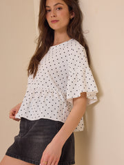 Liora Polka Dot Ruffle Top