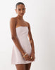 Aria Cove Satin Seam Detail Structured Bandeau Mini Dress In Pink