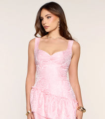 Lettie Floral Jacquard A-Line Mini Dress