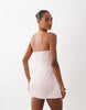 Aria Cove Satin Seam Detail Structured Bandeau Mini Dress In Pink