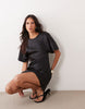 Satin Cape Back Detail Mini Dress In Black