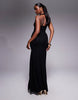 Halter Neck Hardware Split Maxi Dress In Black