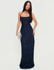 Princess Polly Celena Floral Devore Tie Back Corset Detail Maxi Dress In Navy