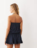 Miss Selfridge Chambray Denim Bandeau Dress In Blue Wash