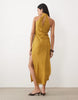 Chiffon High Neck Midi Dress In Ochre