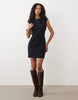 Mango Denim Mini Dress In Indigo