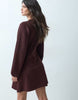 Nipped Waist Mini Dress In Burgundy