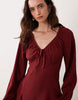 New Look Crinkle Tie Front Mini Dress In Burgundy