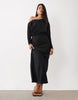 Fallen Shoulder Maxi Dress In Black