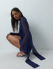Chiffon Bias Cut Mini Dress With Matching Scarf In Navy